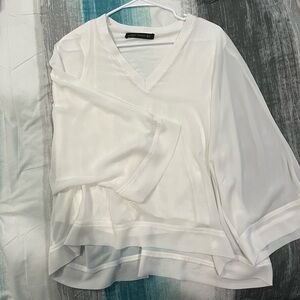 Zara Sheer-Sleeved Lined Flowy Chiffon Top